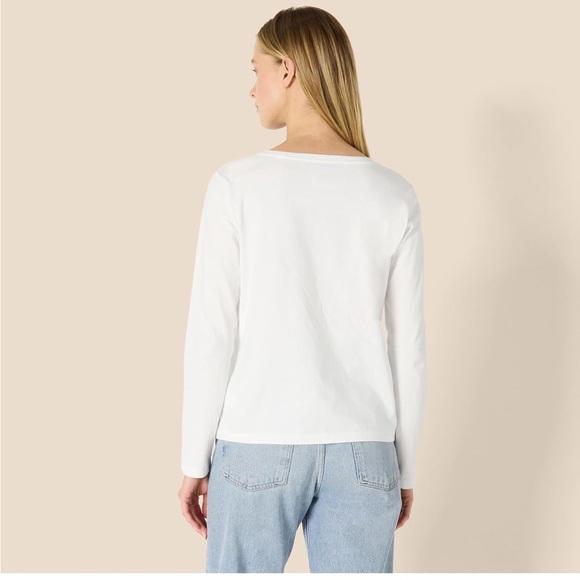 NWT Amazon Essentials Women's 100% Cotton Regular-Fit Long-Sleeve V-Neck T-Shirt - Picture 2 of 4